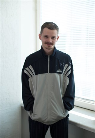 VINTAGE 90'S GREY/BLACK COLOUR BLOCK SPORT JACKET