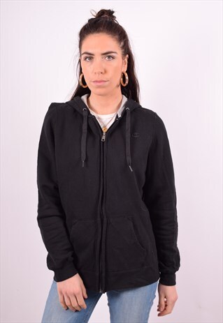 CHAMPION WOMENS VINTAGE HOODIE JACKET LARGE BLACK 90'S