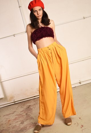 80'S RETRO HIGHWAISTED PARIS CHIC WIDE-LEG PALAZZO TROUSERS