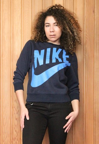 VINTAGE 1990S BLUE NIKE CROPPED SWEATER