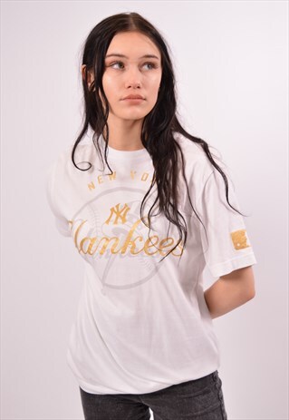 VINTAGE MAJESTIC NY T-SHIRT TOP WHITE