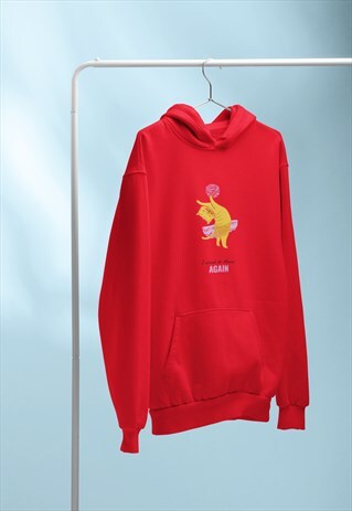 CAT BALLET KITTEN GIRL RED HOODIE RETRO