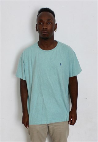 VINTAGE TURQUOISE POLO RALPH LAUREN T-SHIRT LARGE