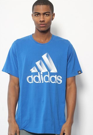 VINTAGE ADIDAS BIG LOGO T-SHIRT BLUE