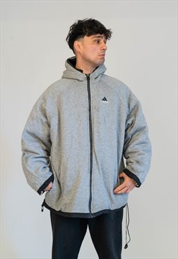Vintage 90s Adidas Black & Grey Reversible Jacket with Hood