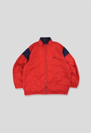 VINTAGE 90S NIKE EMBROIDERED LOGO TRACK JACKET IN RED