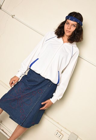 90'S LEE COOPER WRAP UP EMBROIDERED MIDI DENIM SKIRT