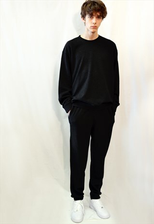 MEN COTTON FLEECE TRACKSUITS (BLACK)