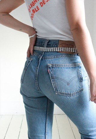 VINTAGE 90S Y2K SILVER DIAMANTE CHAIN BELT