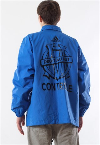 VINTAGE ADIDAS OLYMPIQUE DE MARSEILLE WINDBREAKER COACH BLUE