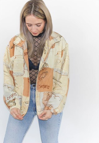 VINTAGE 80'S LIGHT PATTERNED BOMBER JACKET