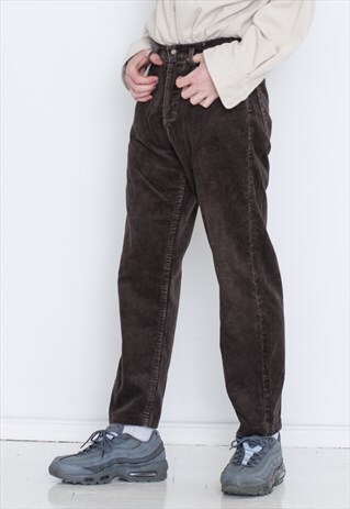 VINTAGE CORDUROY BROWN HIGH WAIST RETRO JEANS