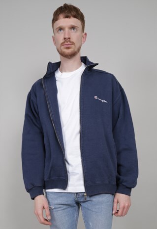 VINTAGE 90'S CHAMPION OVERSIZED NAVY ZIP-UP SWEAT JACKET