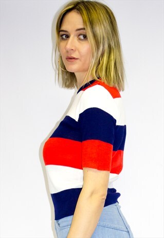 VINTAGE 70'S COLOUR BLOCK KNITTED TOP