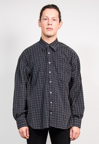 90'S VINTAGE BLACK PATTERNED GRUNGE SHIRT