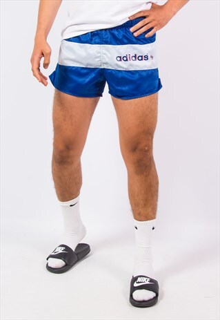 VINTAGE ADIDAS SHORT SHORTS SHINY BLUE GLANZ IBIZA