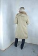 VINTAGE Y2K LONG TAILORED TRENCH WARM COAT JACKET IN CREAM 