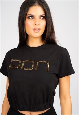 Don rivet black cropped t-shirt