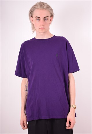 POLO RALPH LAUREN MENS VINTAGE T-SHIRT TOP LARGE PURPLE 90S