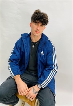 Vintage 90s Adidas Embroidered Waterproof Coat in Blue