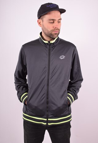 LOTTO MENS VINTAGE TRACKSUIT TOP JACKET XXL GREY 90'S