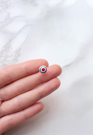 MEN'S STUD EARRING SILVER MOD TARGET MODS LOGO NORTHERN SOUL