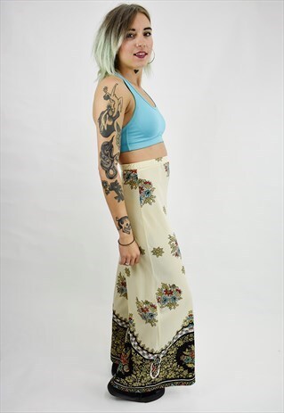 VINTAGE 90S ETHNIC PRINT FLARED TROUSERS