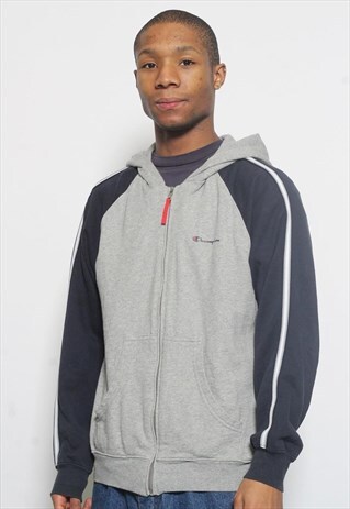 VINTAGE CHAMPION LOGO HOODIE GREY