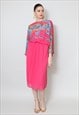 GEORGREDE OF PARIS PINK LADIES BATWING VINTAGE 70'S DRESS