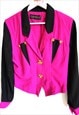 VINTAGE 90S MATCHING SET SKIRTS BLOUSE BLAZER MIDI FUCHSIA 