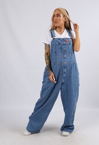 VINTAGE USA DICKIES DENIM DUNGAREES PLUS SIZE 22 4XL (5AV)