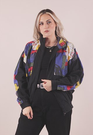 VINTAGE 90S CRAZY PRINT LIGHTWEIGHT TRACK JACKET /A1037