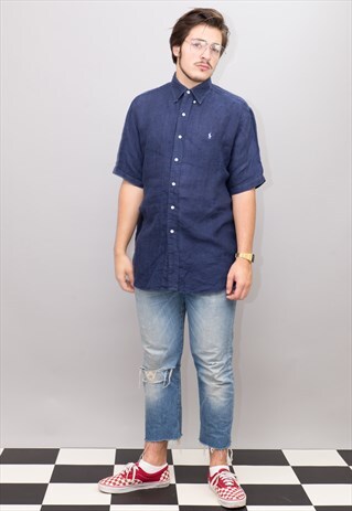 BLUE LINEN RALPH LAUREN SHIRT