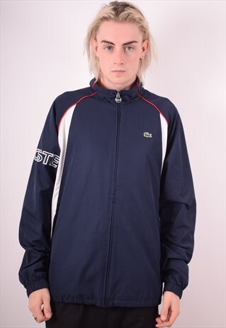 LACOSTE MENS VINTAGE TRACKSUIT TOP JACKET XL NAVY BLUE 90S