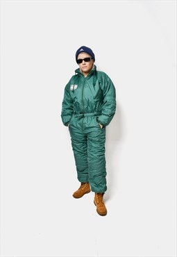 90s vintage winter warm ski suit for women green 
