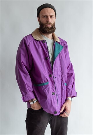 VINTAGE 80S WINDBREAKER JACKET IN PURPLE