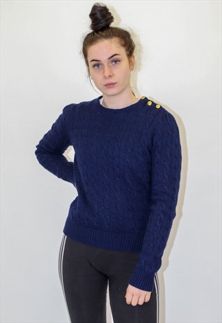VINTAGE TOMMY HILFIGER SWEATSHIRT JUMPER IN BLUE MEDIUM
