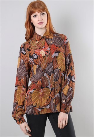 VINTAGE 80S CRAZY PRINT PATTERNED SHIRT BLOUSE