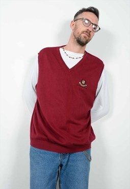 Vintage 00s Grunge Sleeveless Knitwear Maroon Unisex Size L