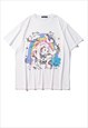 Unicorn print t-shirt Y2K tee rainbow retro top in white