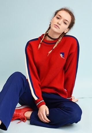 70'S RETRO ATHLEISURE SPORTS KNIT JUMPER