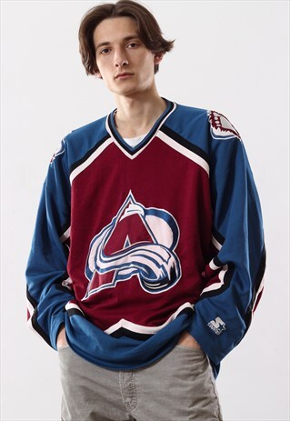 VINTAGE MENS STARTER COLORADO AVALANCHE TOP JERSEY SHIRT