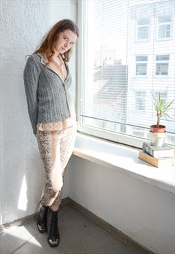 Vintage Grey Soft Wool Knitted Jacket Style Cardigan