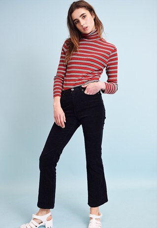 90'S RETRO CLASSY HIGHWAISTED CORDUROY STRAIGHT TROUSERS