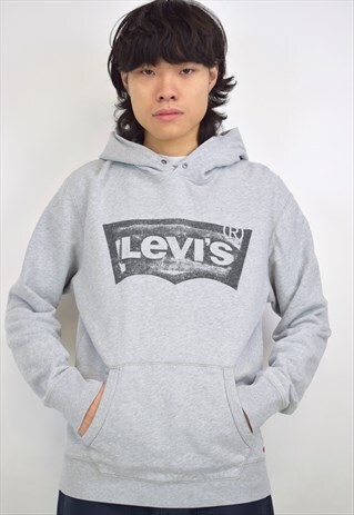 VINTAGE 90S LEVIS GREY LOGO HOODIE