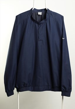 Vintage Nike 1/4 buttons Swoosh by Nike Shell Jacket Navy XL