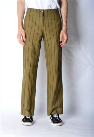VINTAGE 90S UNISEX HUGO BOSS KHAKI STRIPED PANTS