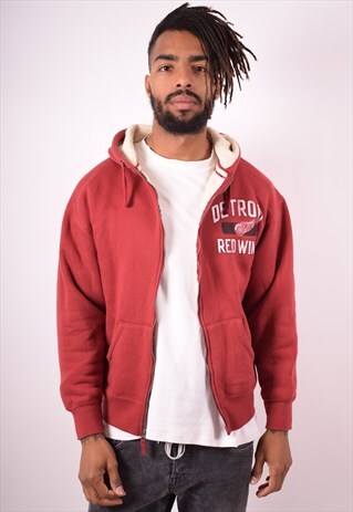 NHL MENS VINTAGE DETROIT RED WINGS HOODIE JACKET MEDIUM 90S