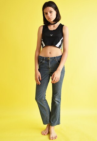90'S RETRO BOOTCUT BLUE DENIM SCANDI JEANS