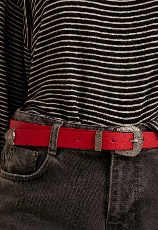 RED FAUX LEATHER BELT